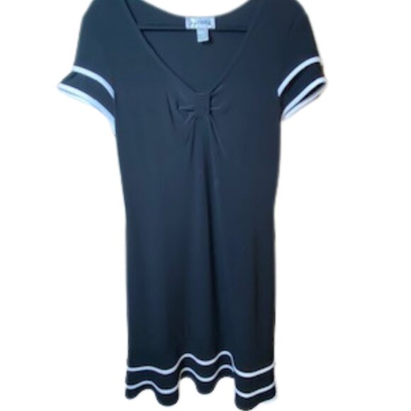 Joesph Ribkoff stretch swing dress with white trim - Picture 2 of 6